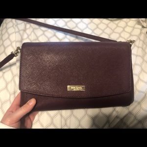 Burgundy Kate Spade crossbody with chain strap